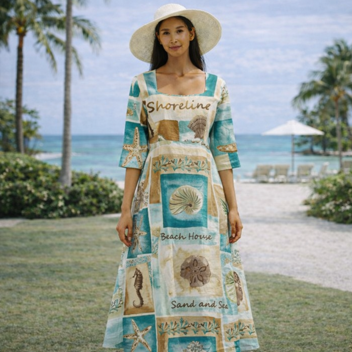 Linen Pocket Midi Dress Artist Series