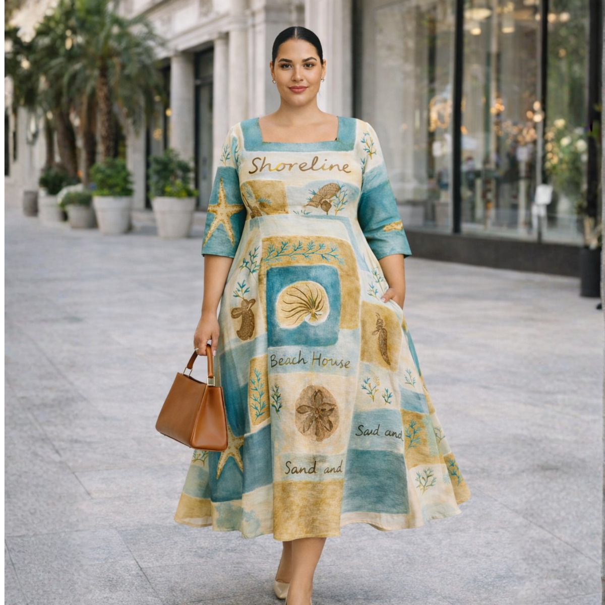 Linen Pocket Midi Dress Artist Series