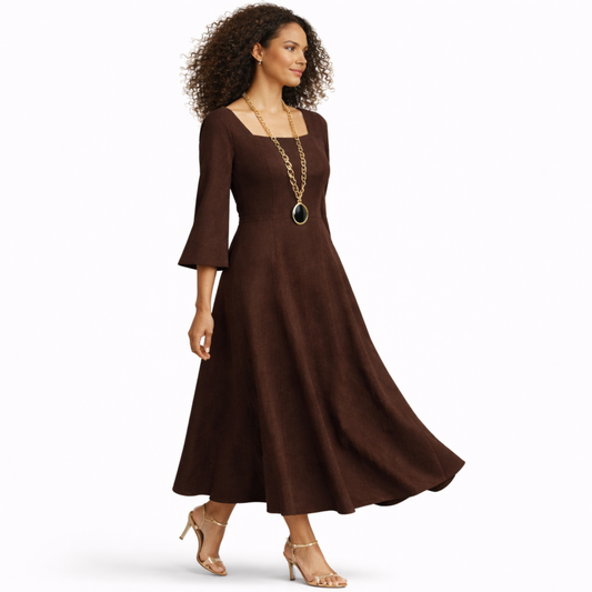 Azure Grace Linen Midi Dress
