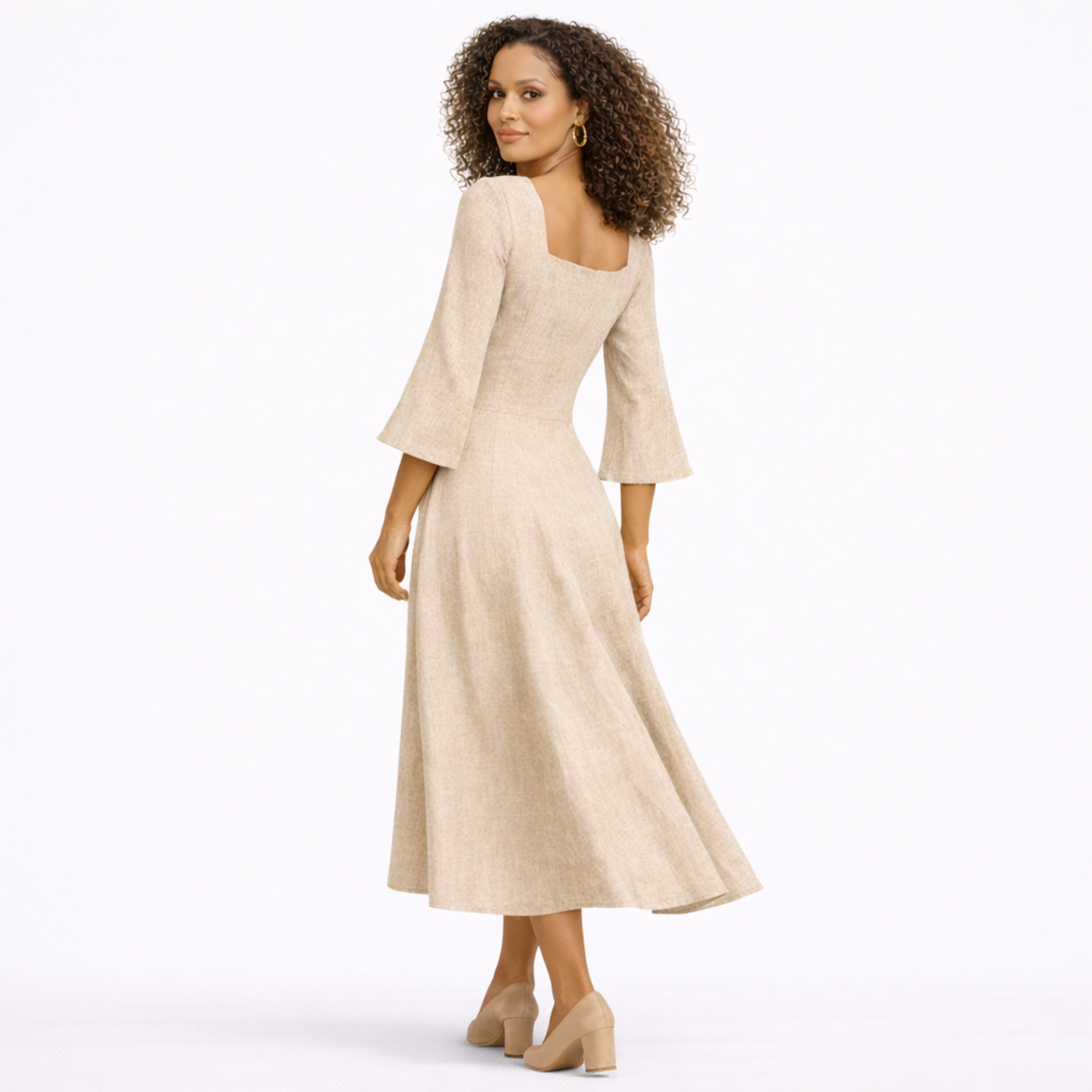 Azure Grace Linen Midi Dress