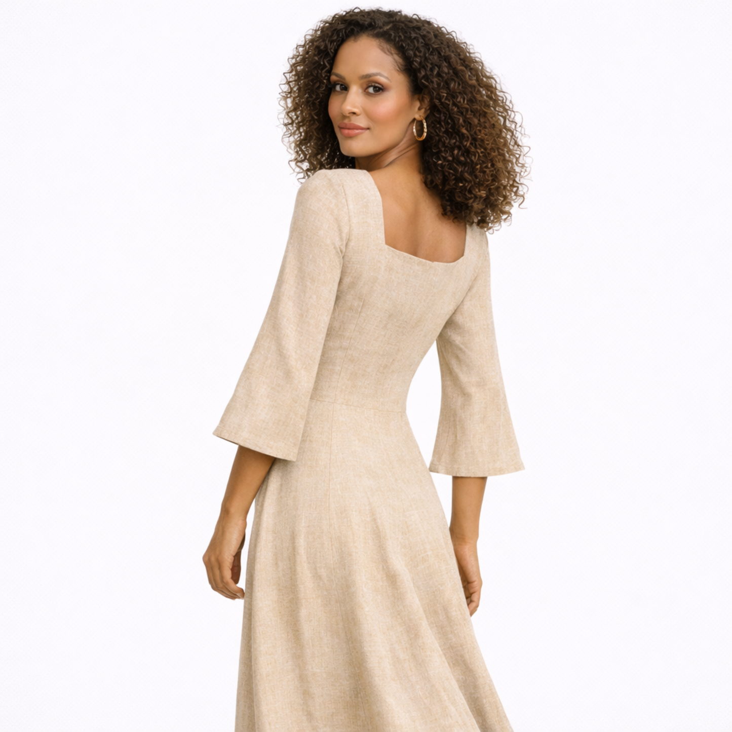 Azure Grace Linen Midi Dress