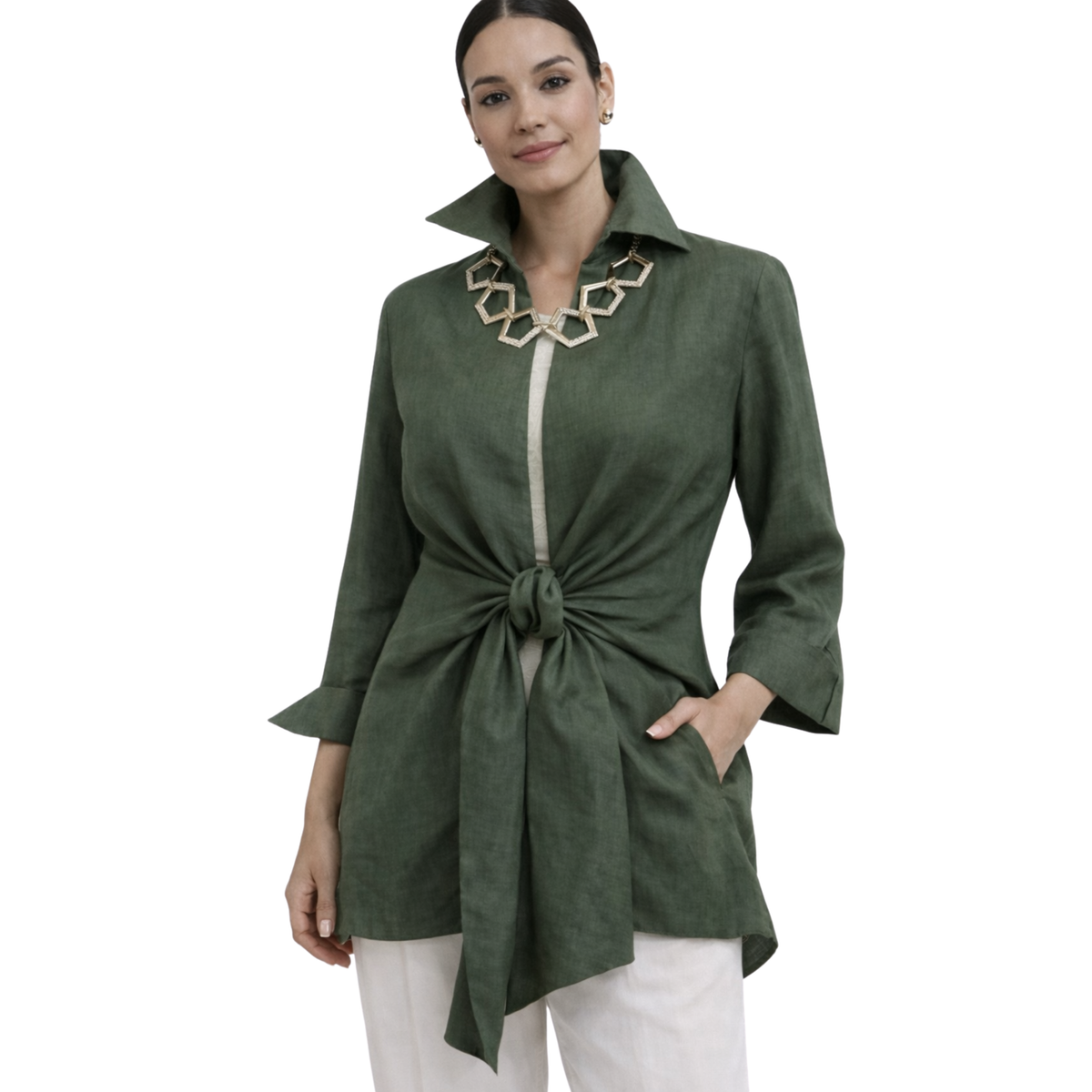 Linen Tie Front Jacket
