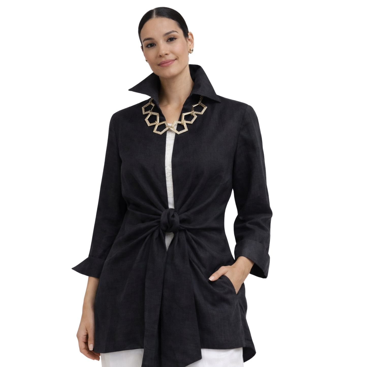 Linen Tie Front Jacket