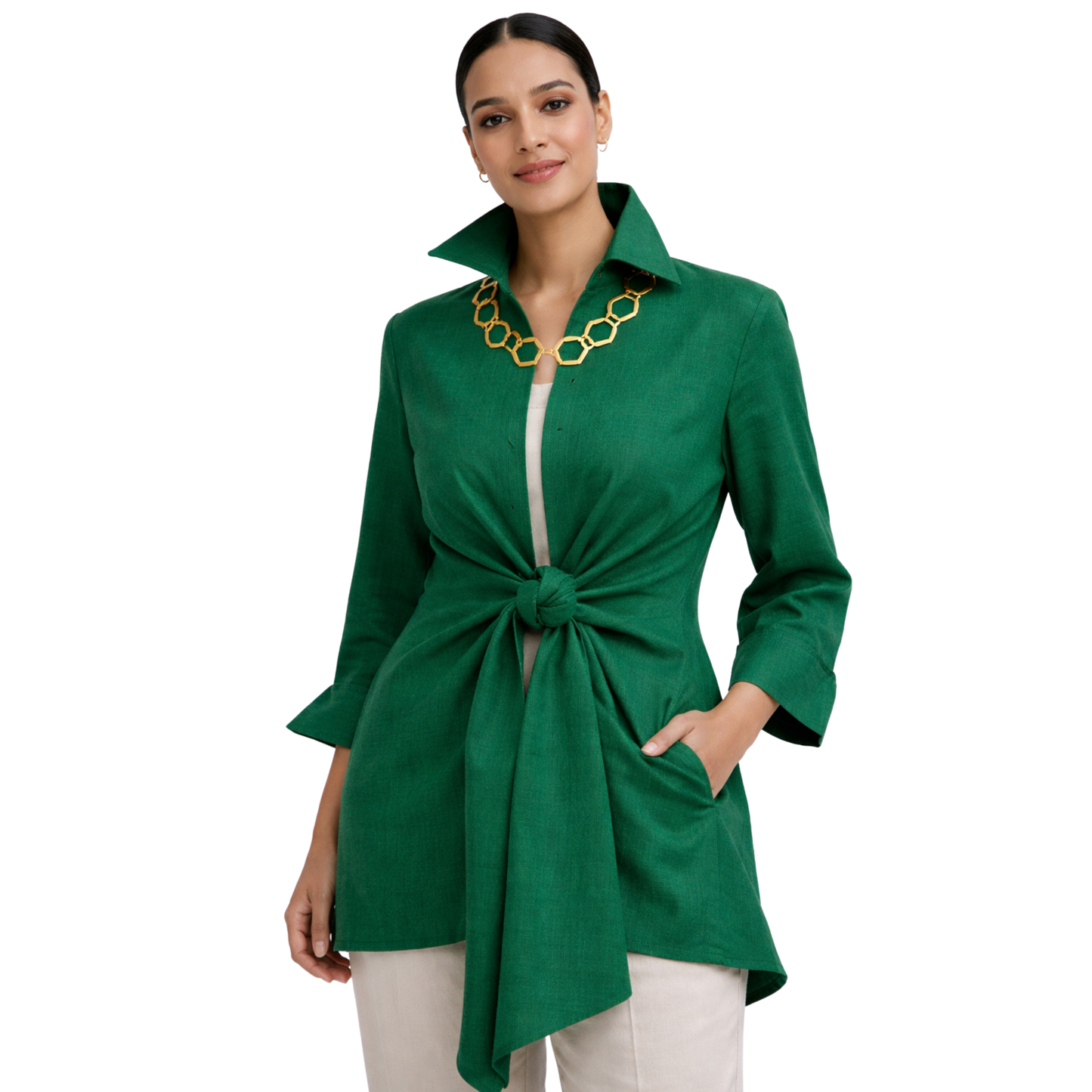 Linen Tie Front Jacket