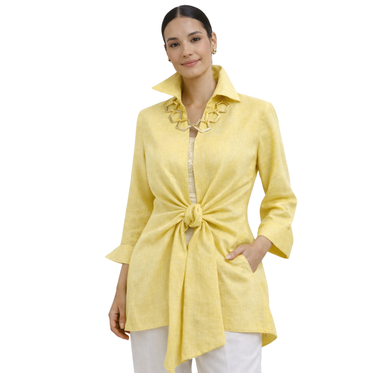 Linen Tie Front Jacket