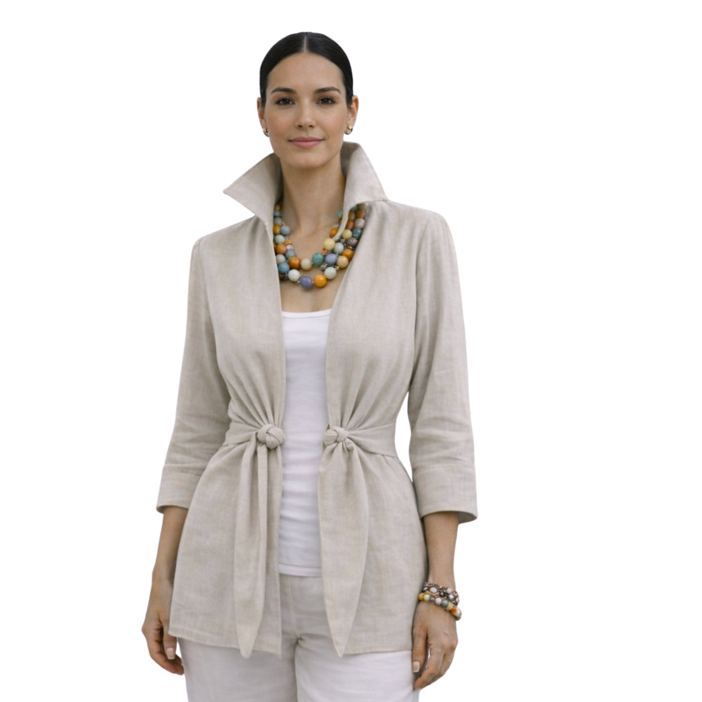 Linen Tie Front Jacket