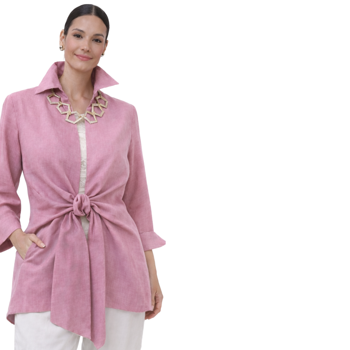Linen Tie Front Jacket