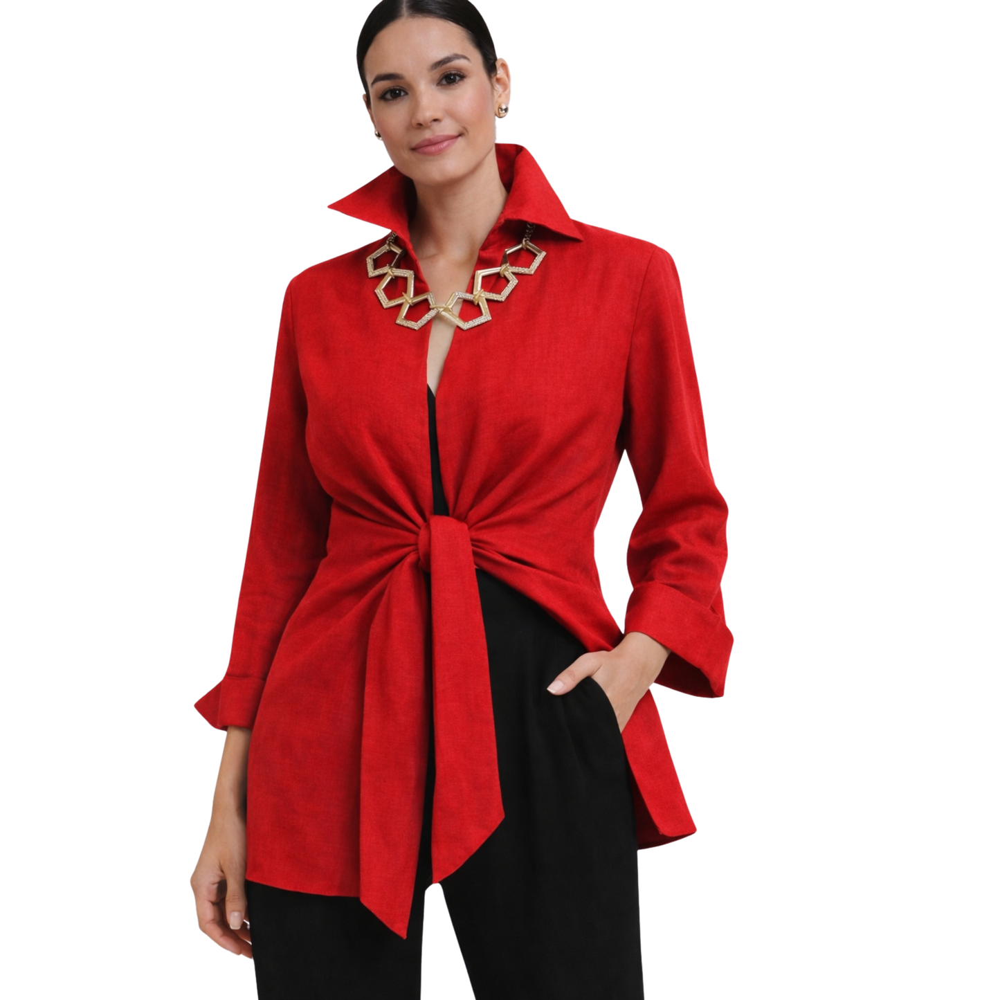 Linen Tie Front Jacket