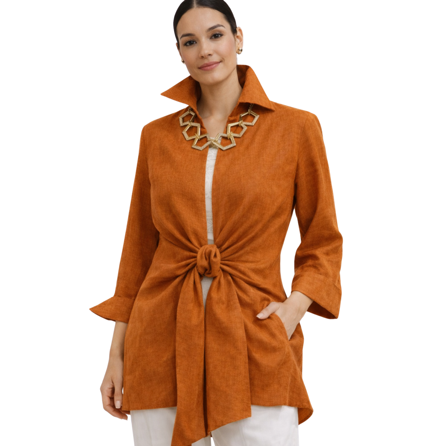 Linen Tie Front Jacket