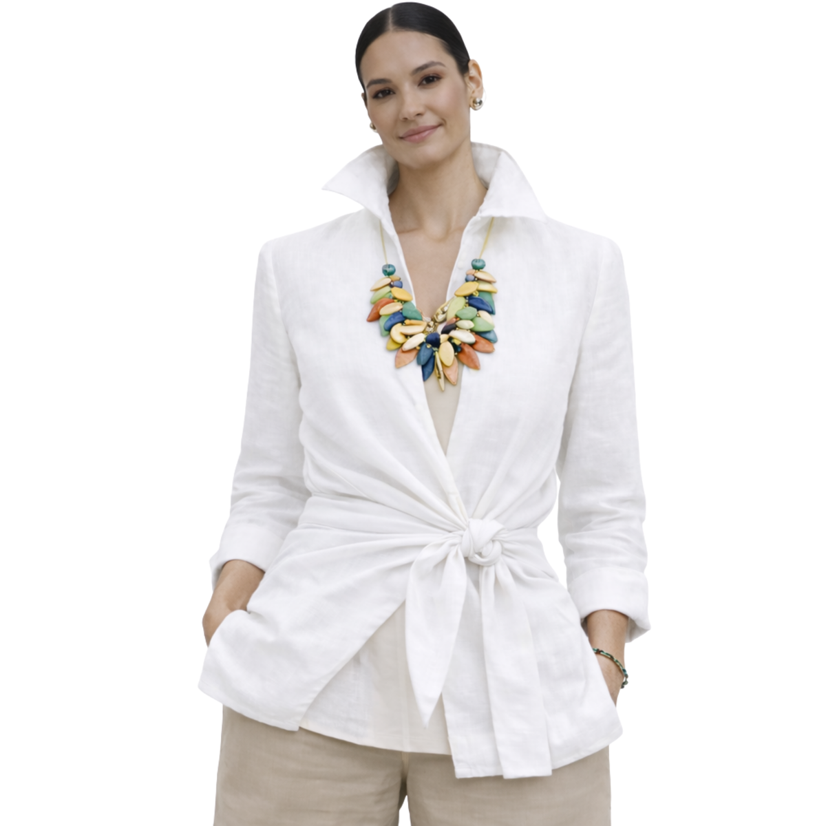 Linen Tie Front Jacket