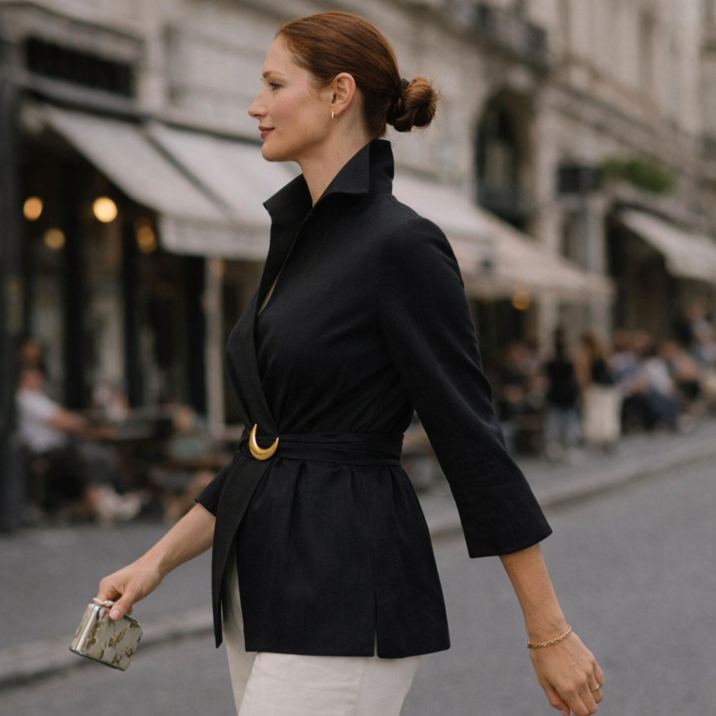 Luxe Buckle Wrap Blouse