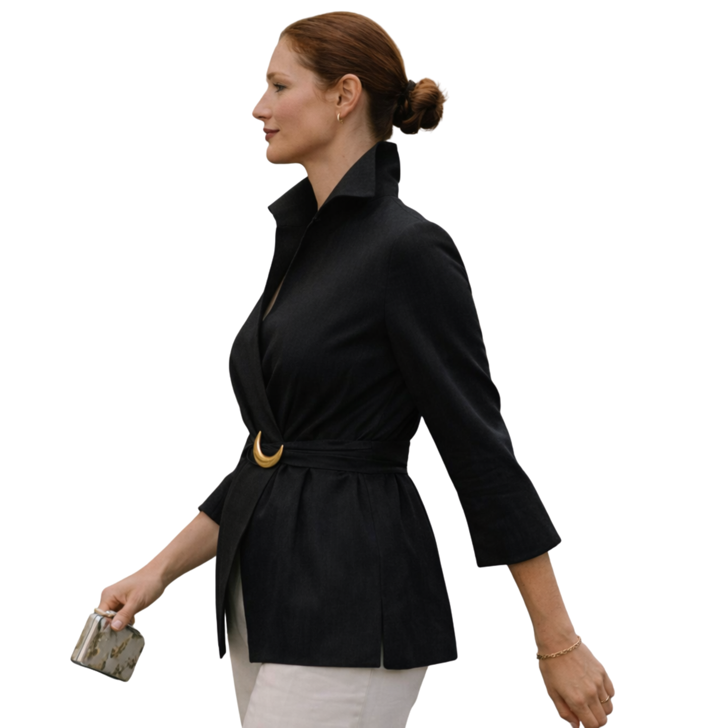 Luxe Buckle Wrap Blouse