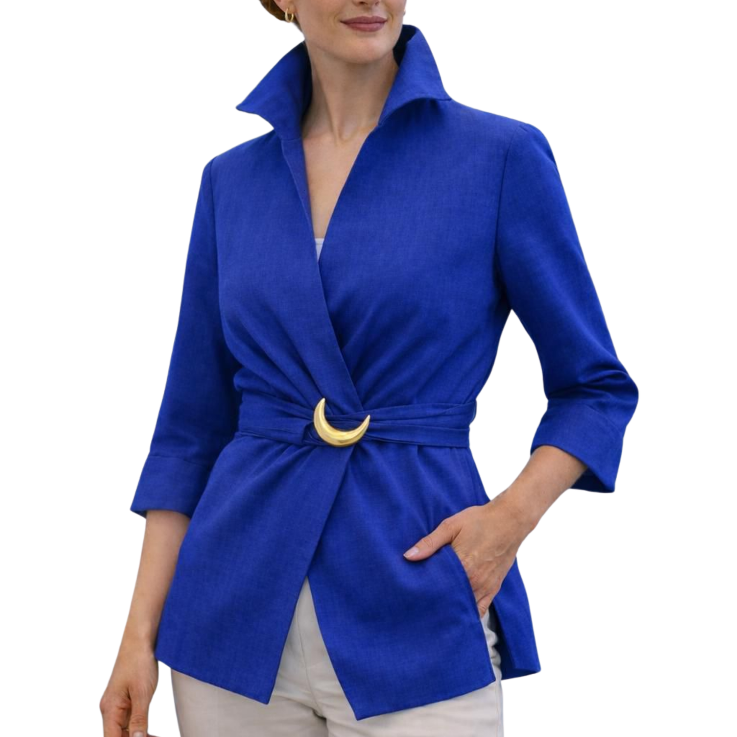 Luxe Buckle Wrap Blouse