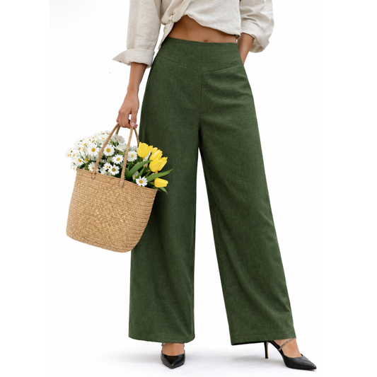 Rachel Linen Palazzo Pants – Flat Front Wide Leg-Essentials