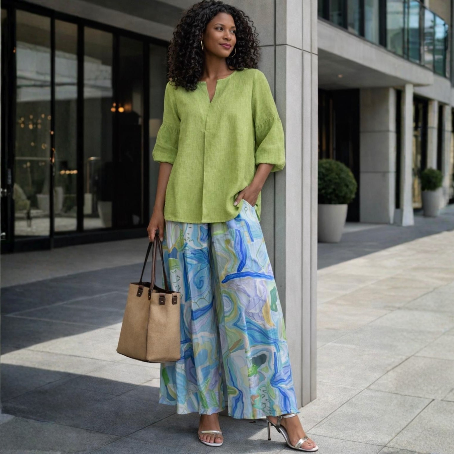 Kenna Linen Palazzo Pants – Flat Front Wide Leg Artist Series