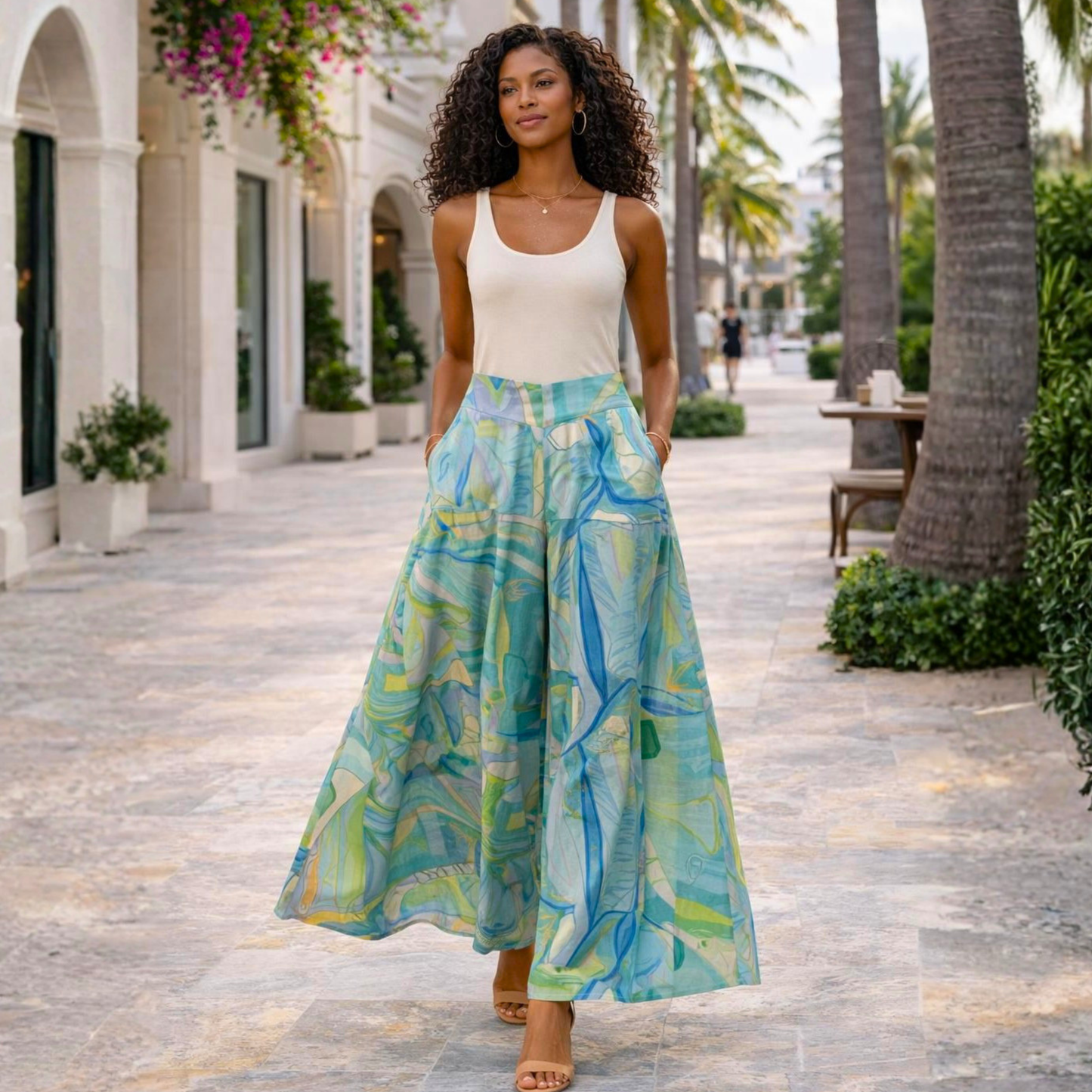 Kenna Linen Palazzo Pants – Flat Front Wide Leg Artist Series