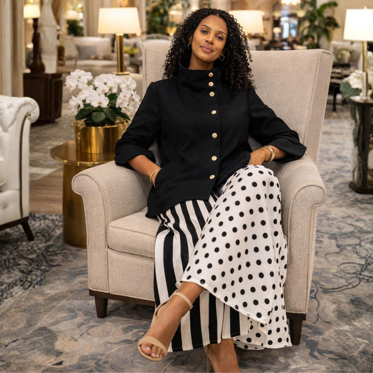 Sienna Linen Palazzo Pants – Stripe Polka Elastic