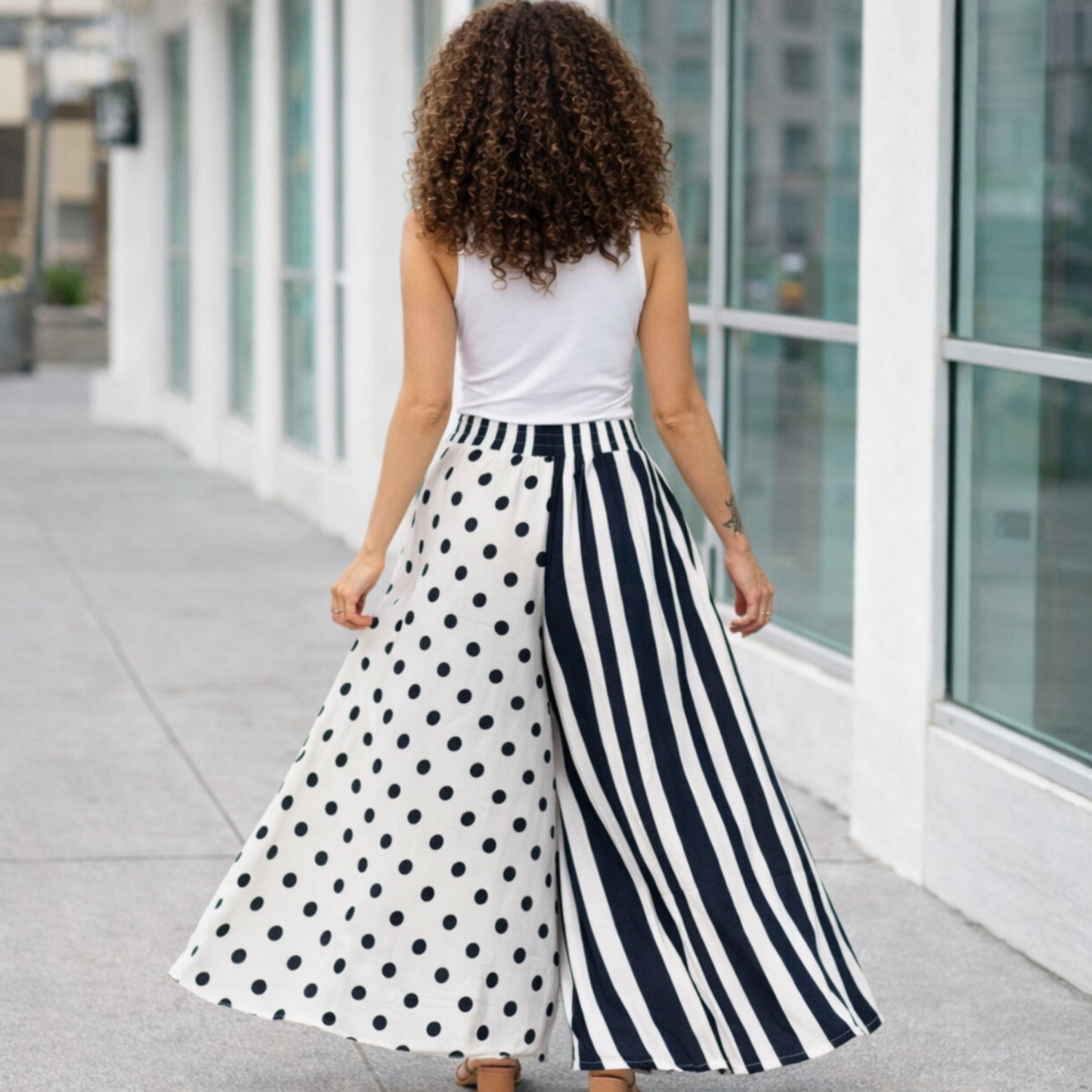 Sienna Linen Palazzo Pants – Stripe Polka Elastic