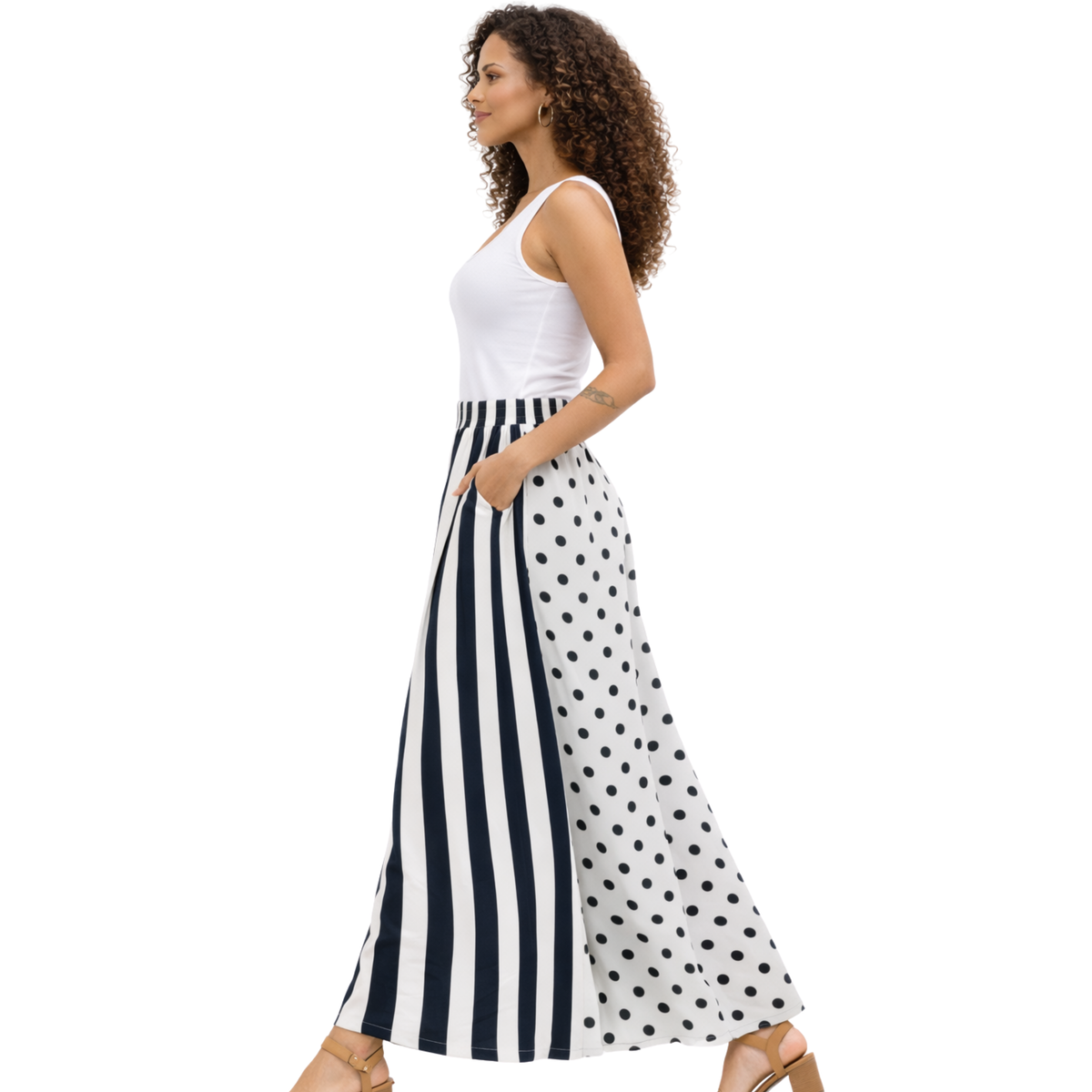 Sienna Linen Palazzo Pants – Stripe Polka Elastic