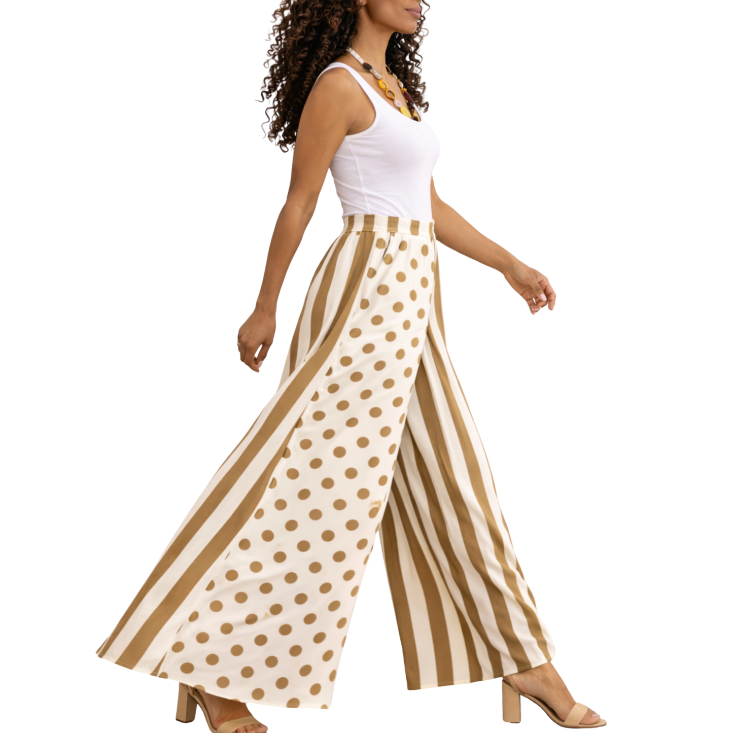 Sienna Linen Palazzo Pants – Stripe Polka Elastic