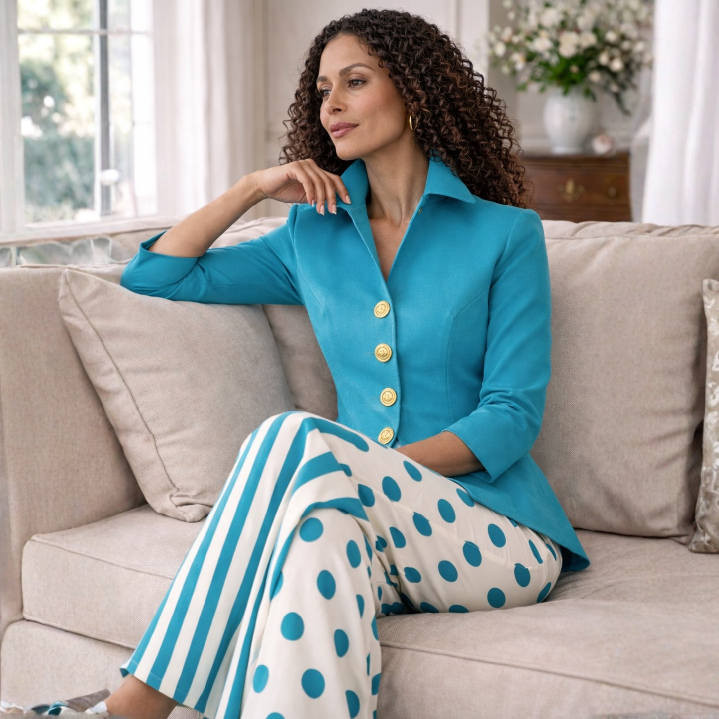 Sienna Linen Palazzo Pants – Stripe Polka Elastic