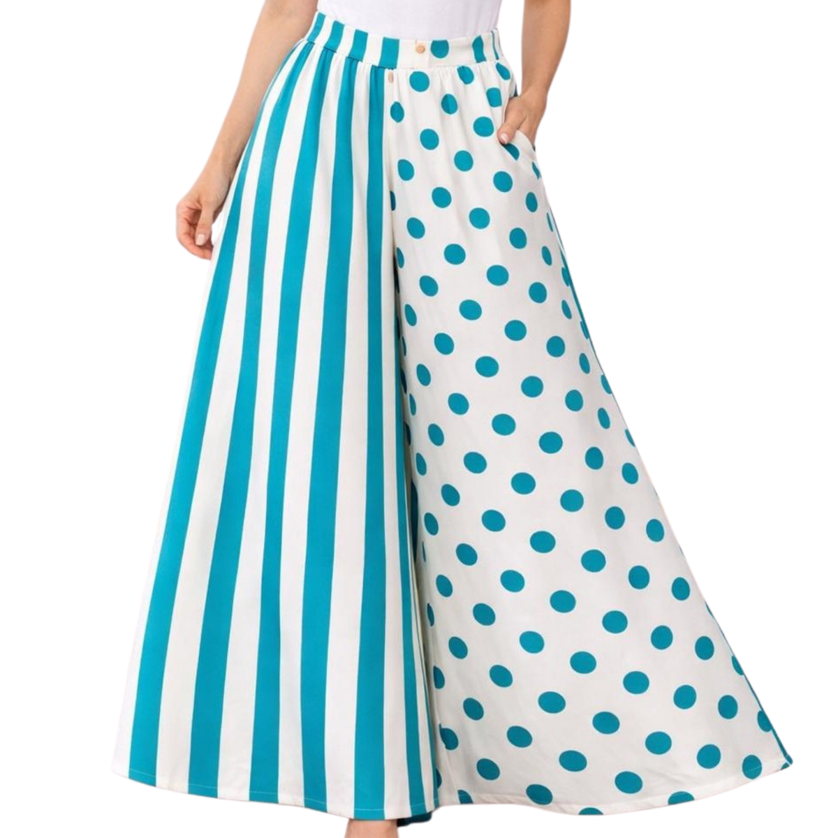 Sienna Linen Palazzo Pants – Stripe Polka Elastic