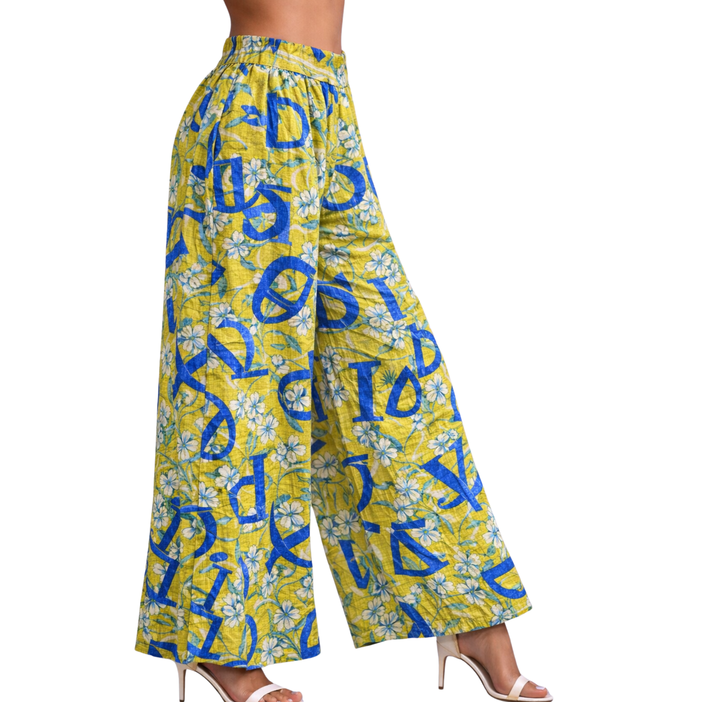 Rachel Linen Palazzo Pants – Flat Front Wide Leg - Artist Prints