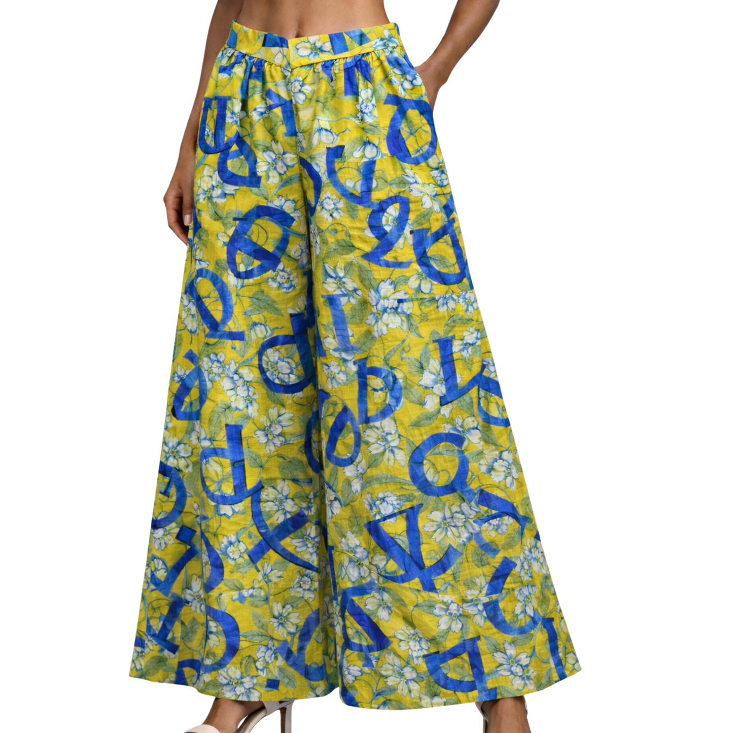 Rachel Linen Palazzo Pants – Flat Front Wide Leg - Artist Prints