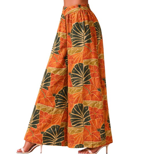 Rachel Linen Palazzo Pants – Flat Front Wide Leg - Artist Prints