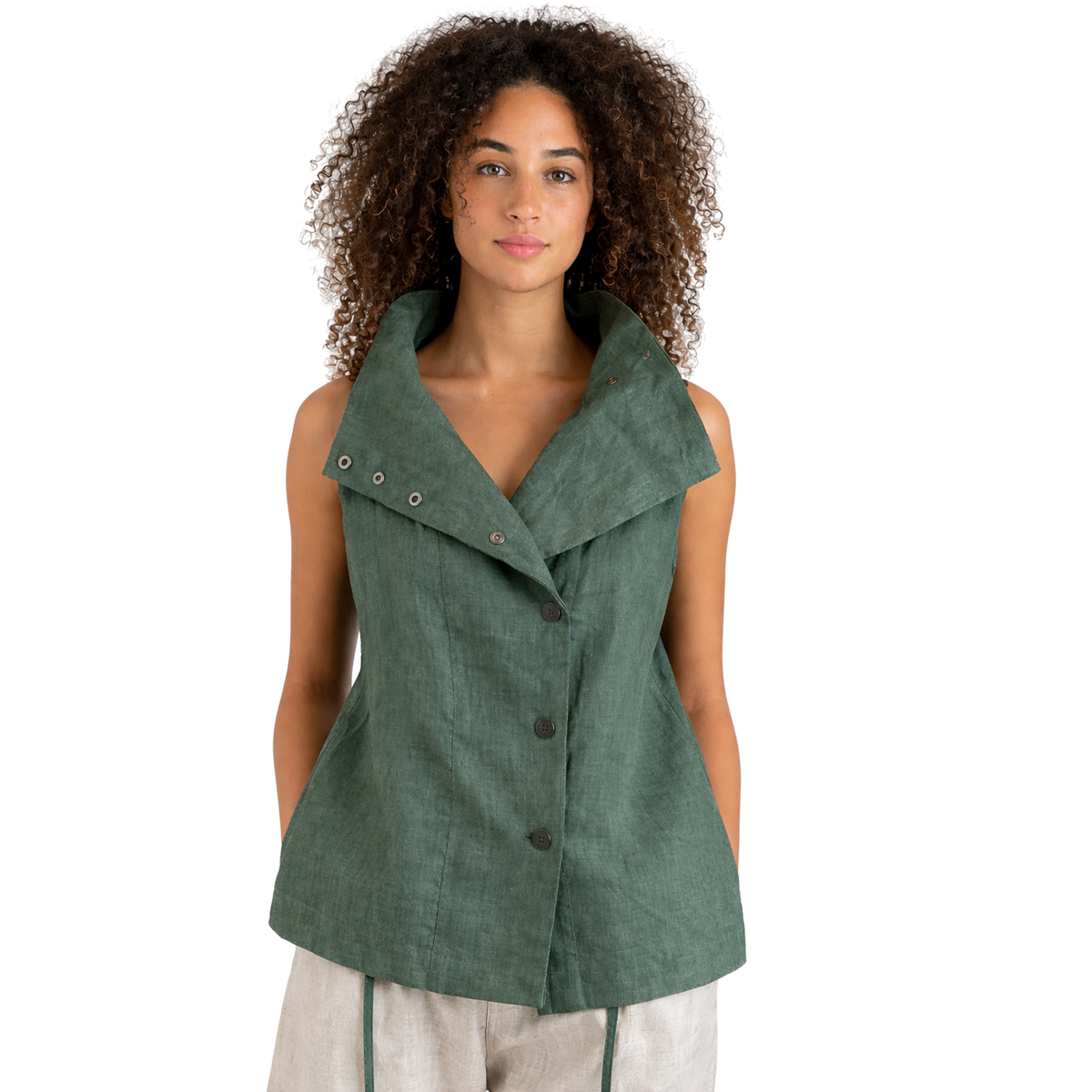 Portofino Linen Vest – Versatile Women's Linen Layering Top