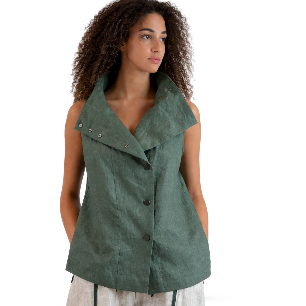 Portofino Linen Vest – Versatile Women's Linen Layering Top