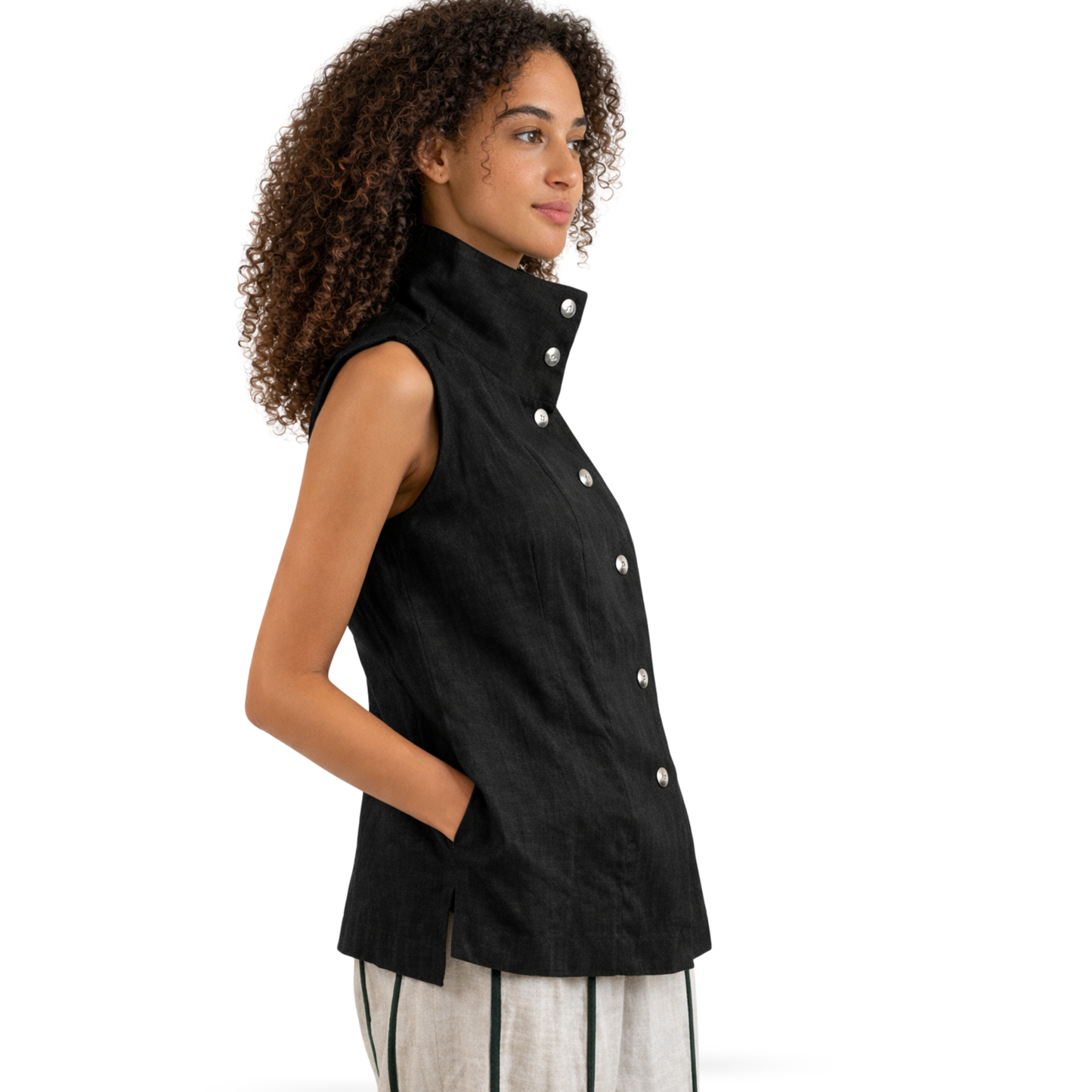 Portofino Linen Vest – Versatile Women's Linen Layering Top