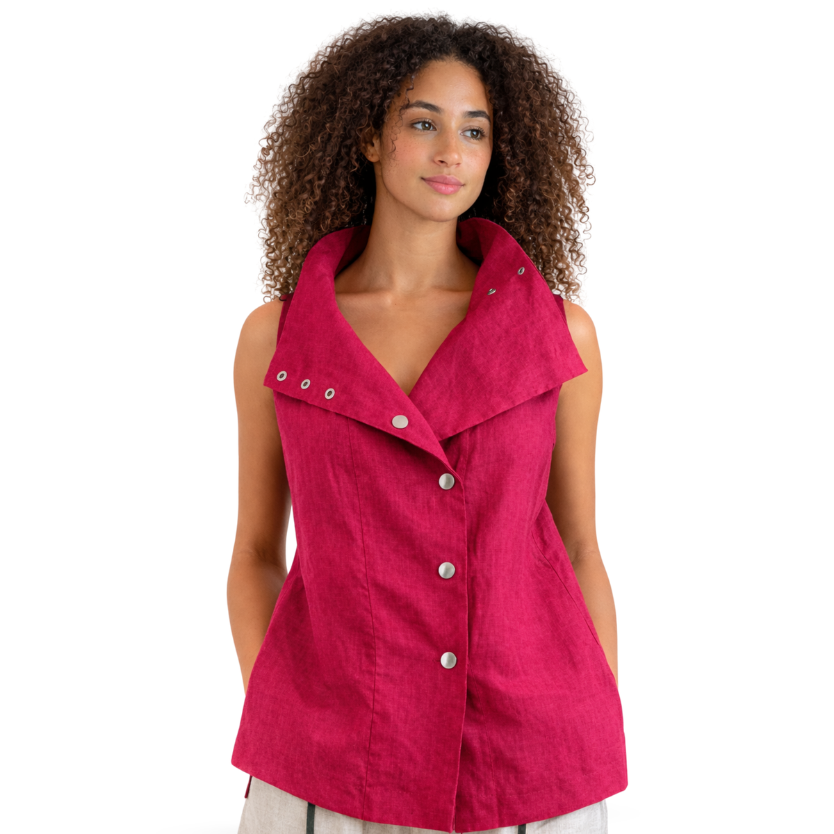 Portofino Linen Vest – Versatile Women's Linen Layering Top
