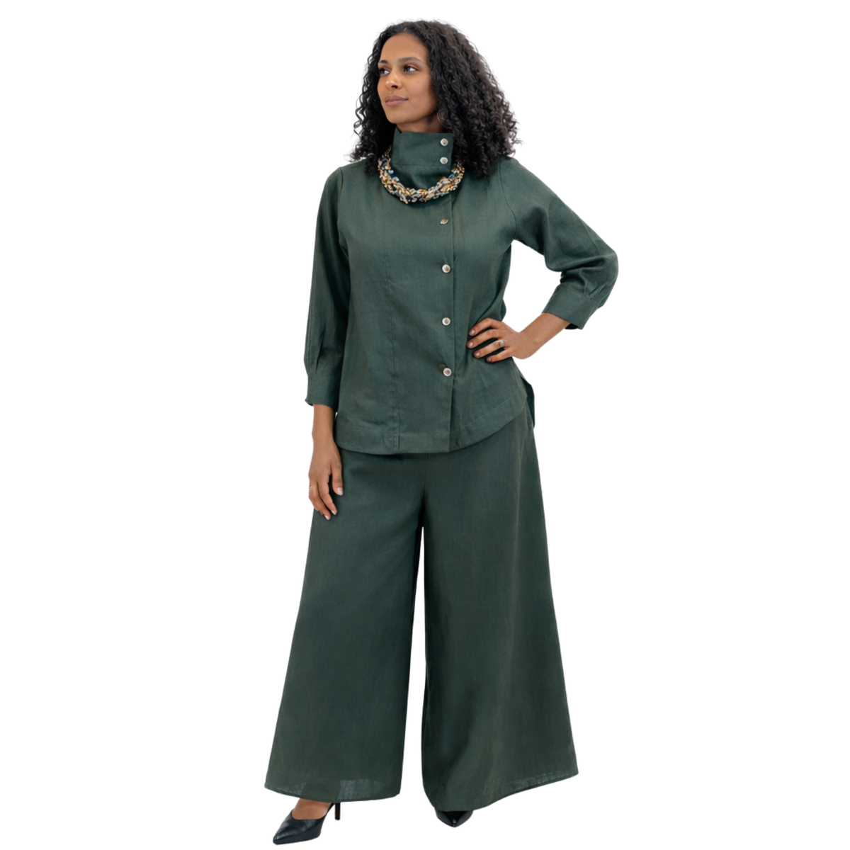 Ju’Ae 100% Linen Box Collar Tunic