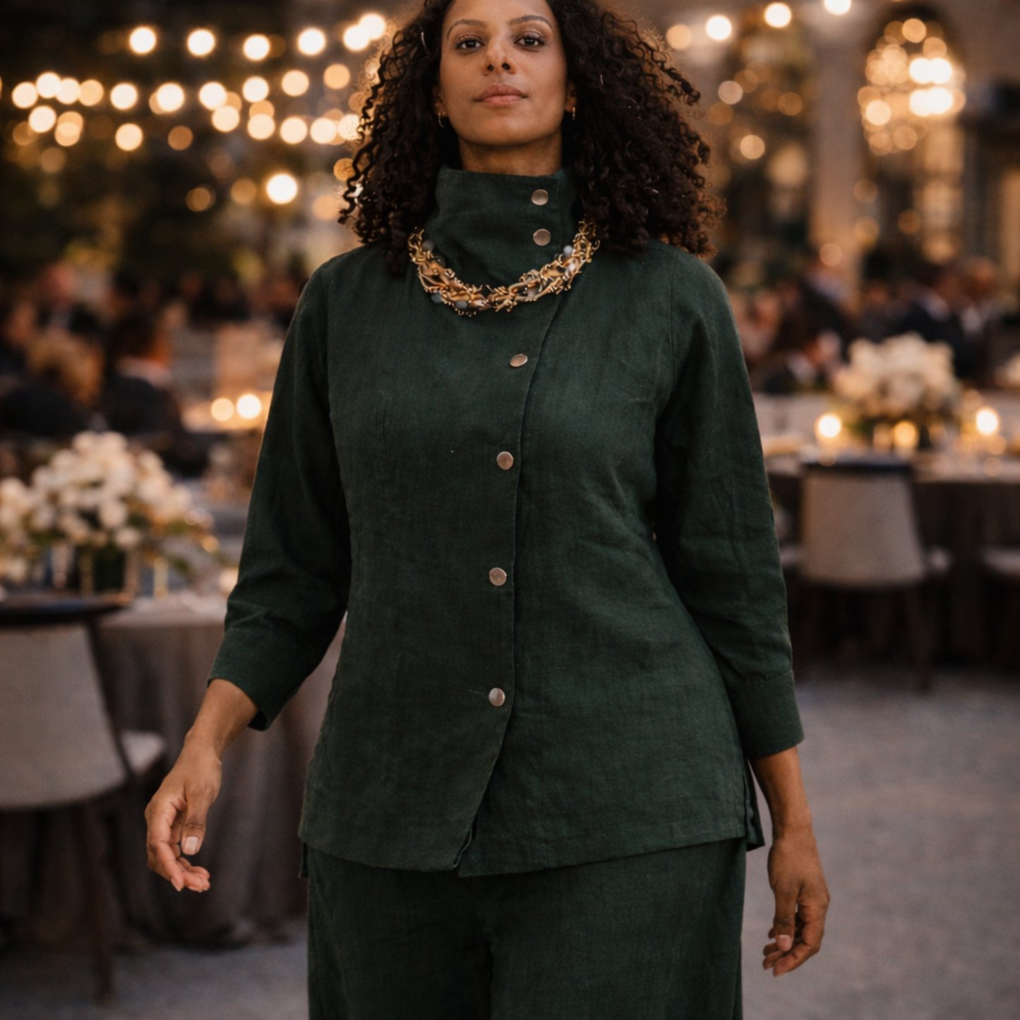 Ju’Ae 100% Linen Box Collar Tunic