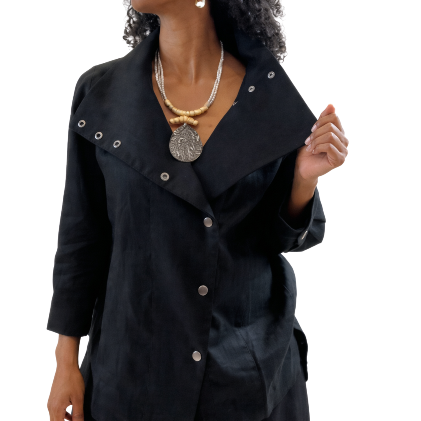 Ju’Ae 100% Linen Box Collar Tunic