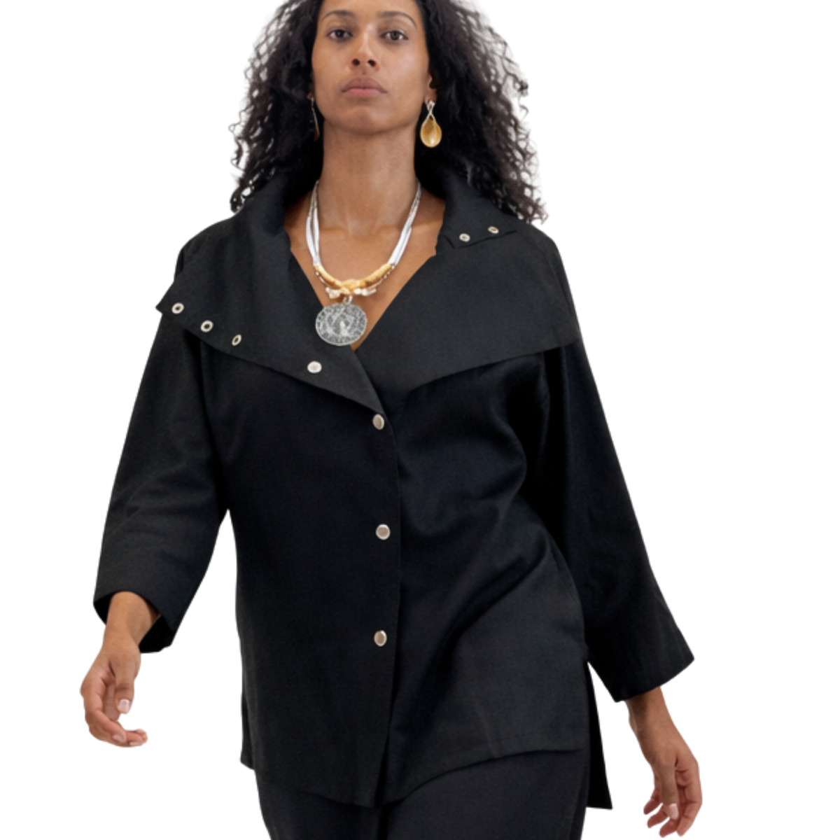Ju’Ae 100% Linen Box Collar Tunic