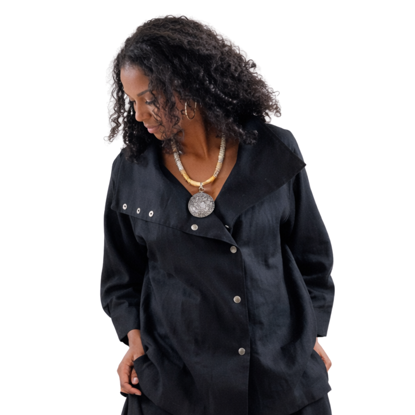 Ju’Ae 100% Linen Box Collar Tunic