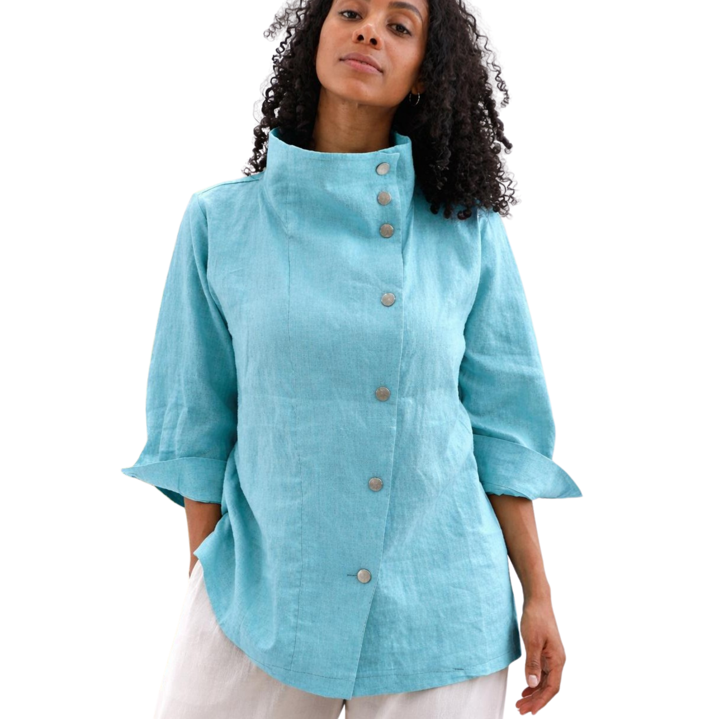 Ju’Ae 100% Linen Box Collar Tunic