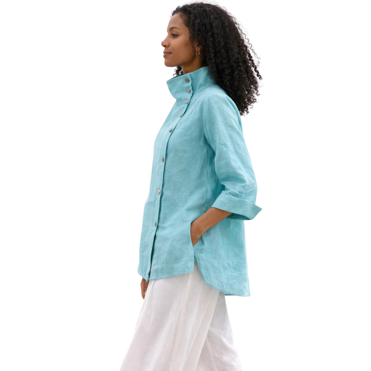 Ju’Ae 100% Linen Box Collar Tunic