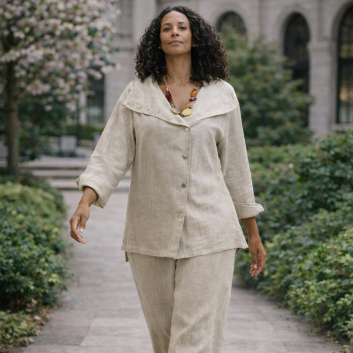 Ju’Ae 100% Linen Box Collar Tunic