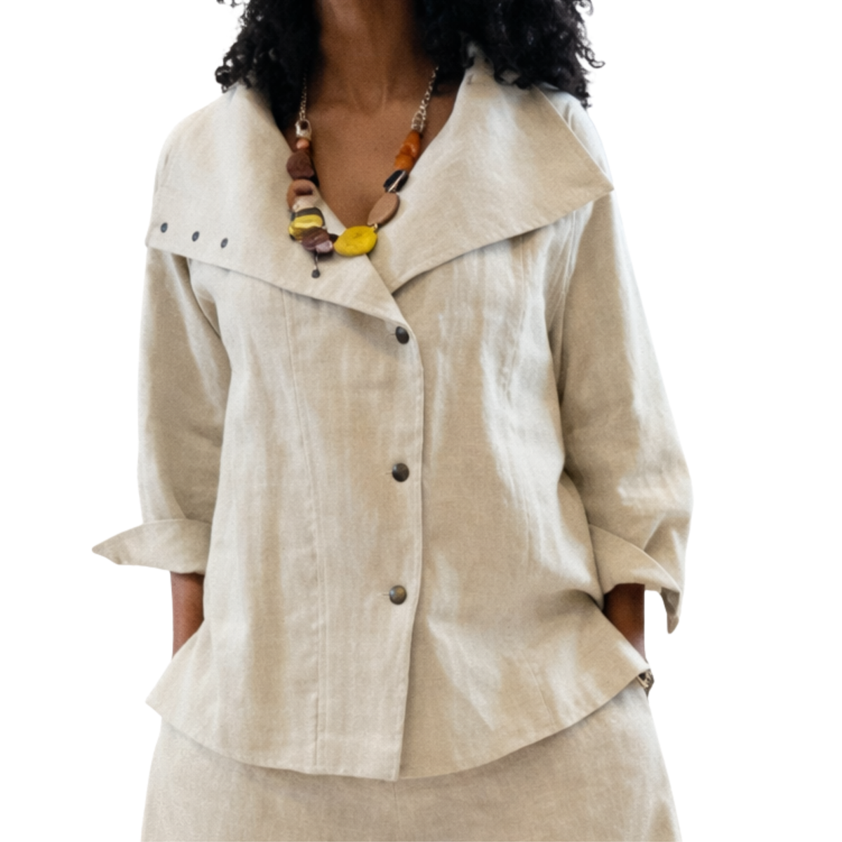 Ju’Ae 100% Linen Box Collar Tunic