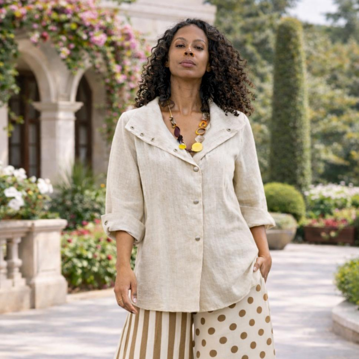Ju’Ae 100% Linen Box Collar Tunic