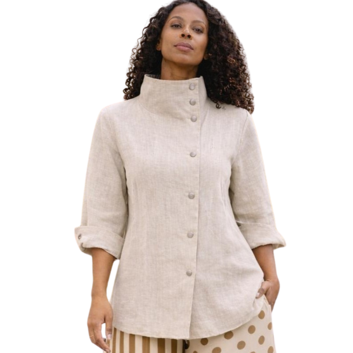 Ju’Ae 100% Linen Box Collar Tunic