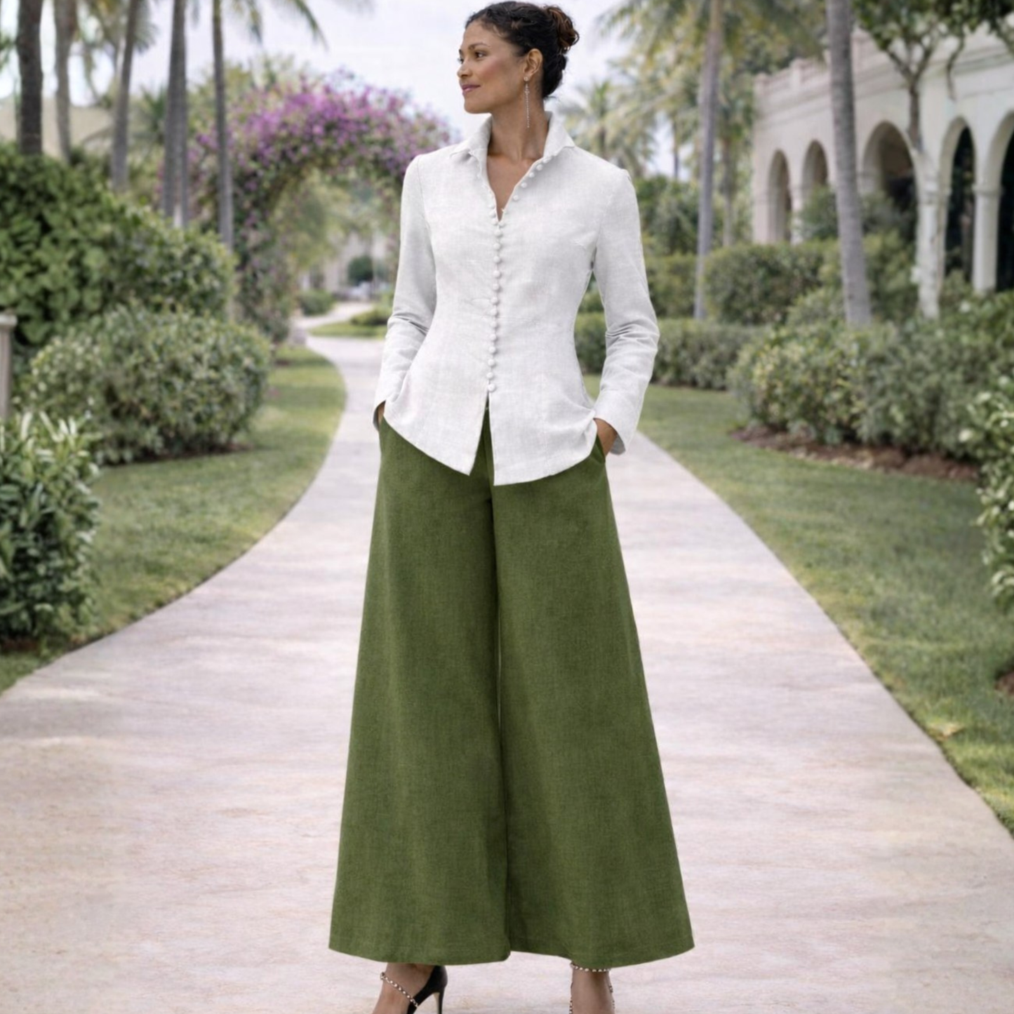 Zaria 100% Linen Relaxed-Fit Resort Blouse