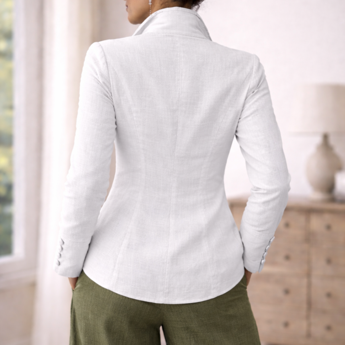 Zaria 100% Linen Relaxed-Fit Resort Blouse
