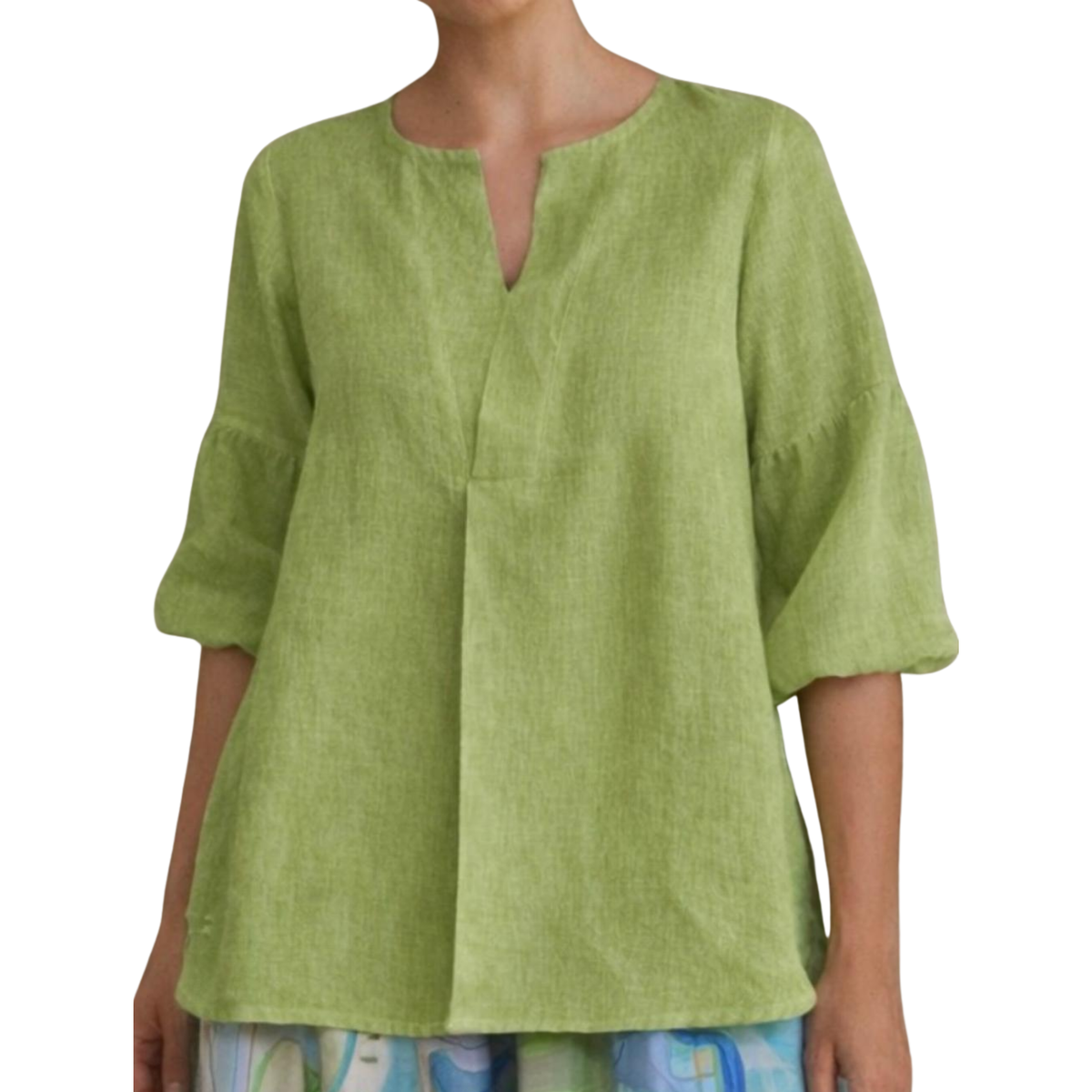 Nerina 100% Linen Balloon Sleeve Tunic Top