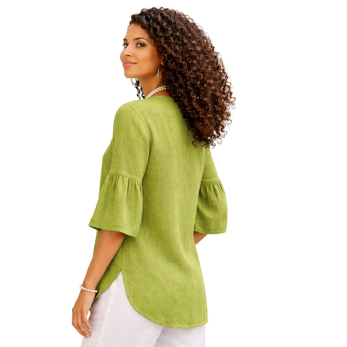 Nerina 100% Linen Balloon Sleeve Tunic Top