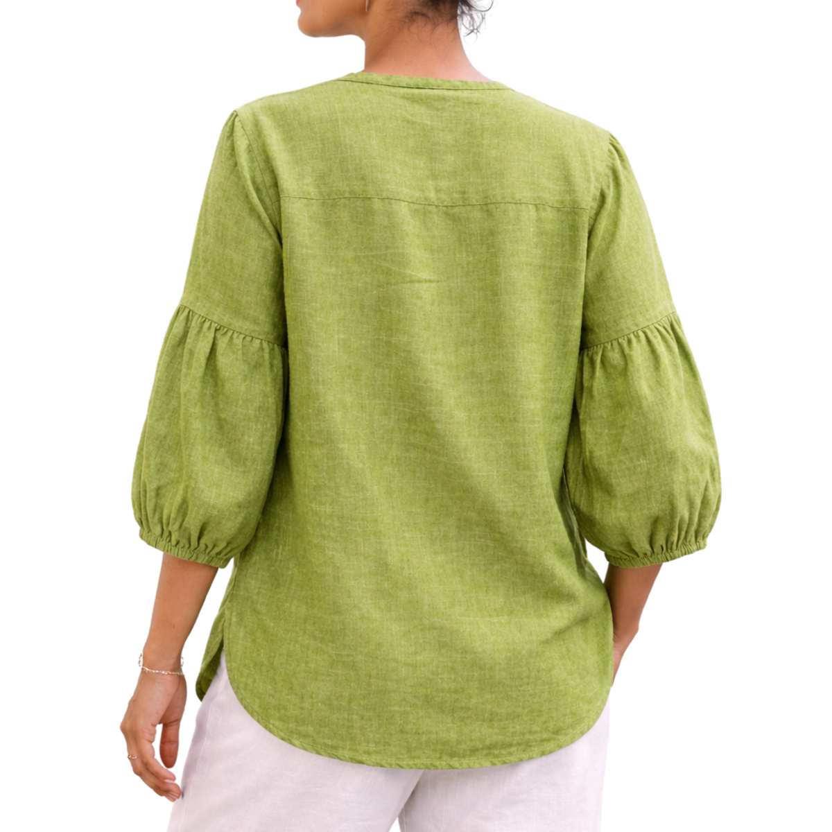 Nerina 100% Linen Balloon Sleeve Tunic Top