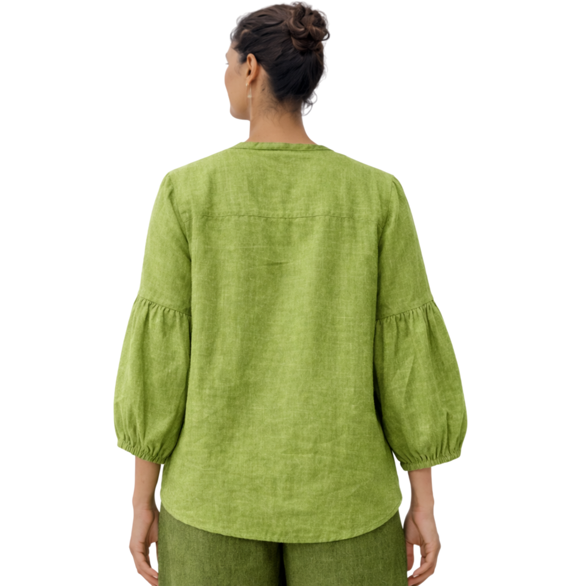 Nerina 100% Linen Balloon Sleeve Tunic Top